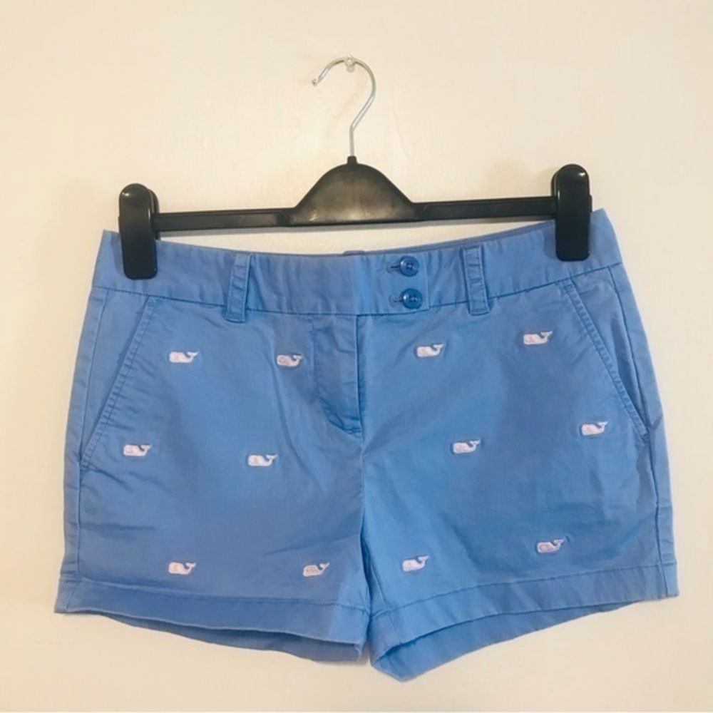 Vineyard Vines Women's Blue Whale Embroidered Chino Shorts size 2 26 extra small